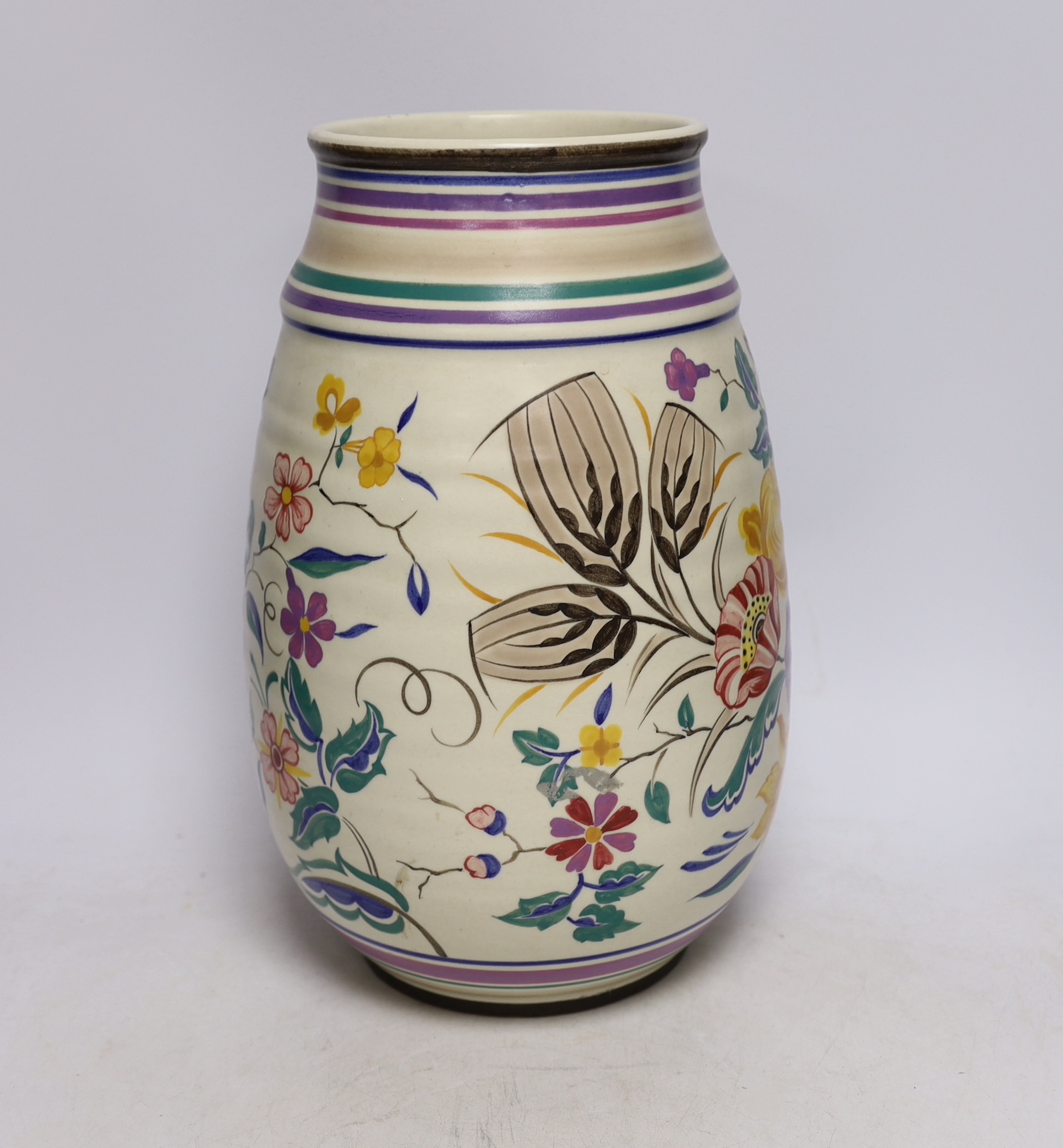 A large Poole pottery vase, 33cm high